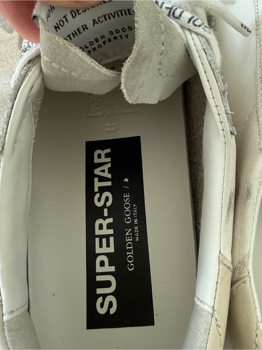 Golden Goose White Super-Star Insole Sneakers with Black Logo - Picture 6 of 6